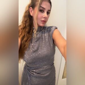 VLORA & KALTRINA Elegant Silver Sequin Dress
